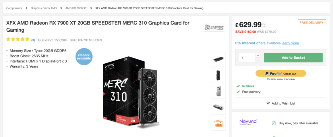 کاهش قیمت کارت گرافیک AMD Radeon RX 7900 XTX و RX 7900 XT تا 150 پوند!